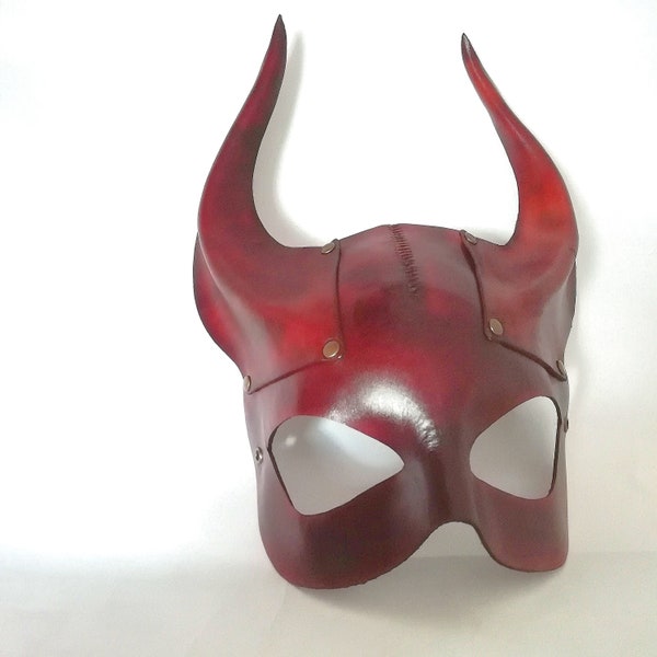 Bull mask. Devil mask. Leather mask. Modeled leather mask