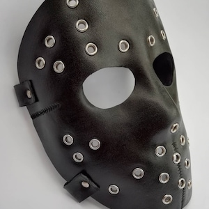Hockey mask. Leather mask. Halloween hand made mask
