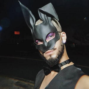 EXPRESS SHIPPING. Leather bunny mask. Halloween mask