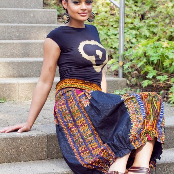 Black DASHIKI Pump Skirt - made to order