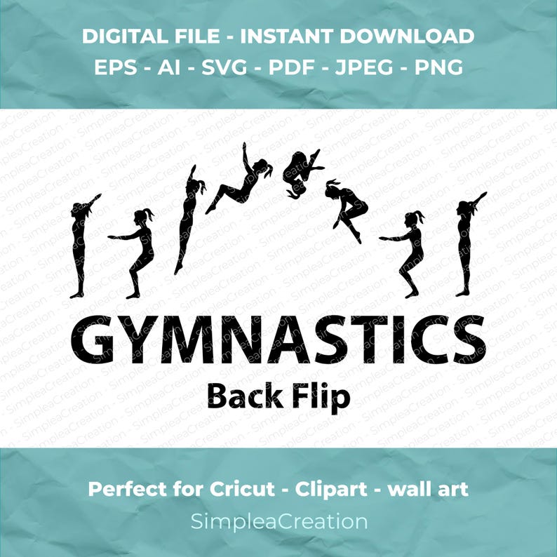 Back Flip - Gymnastics Silhouette SVG – Gymnast Clipart, Tumbling ...