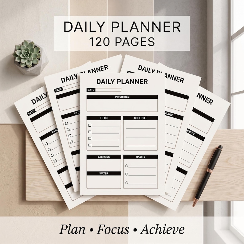 Daily Planner Printable, Productivity Planner, to Do List, Habit ...