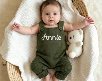 Salopette bébé brodée personnalisée, combinaison bébé prénom personnalisée, vêtements d'été pour bébé, cadeaux nouveau-né