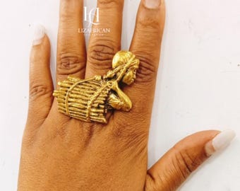 Chunky Brass Ring – Unique Handmade Statement Jewelry Gift