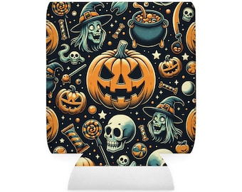 Halloween-blikkoelerhoes - Griezelige drankisolator voor feesten, herfstdecor, trick-or-treating, spookbijeenkomsten