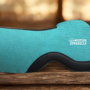 Turquoise Synthetic Felt Western Saddle Pad | Leather Wear Patches