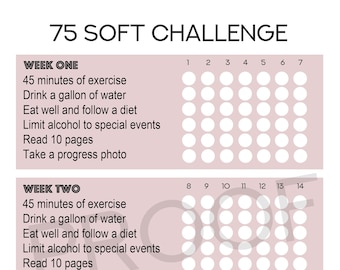 SALE 75 Soft/Easy Challenge Tracker | Digital Download/Ready to Print