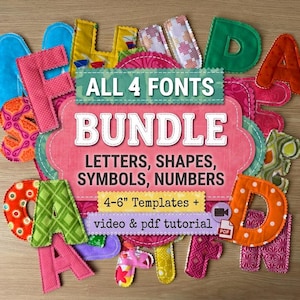Fabric Letters, Numbers, Symbols Pattern, PDF digital download, fabric name banner, nursery banner, kids name sign, fabric alphabet banner