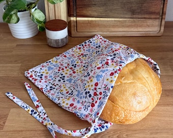 Bread Bag: Ditsy Floral, Round or Sandwich Loaf  | 100% cotton | reusable sourdough boule bag