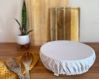 XL Reusable Bowl Cover: linen and cotton | stripe sourdough cover | salad bowl cover