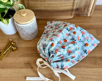 Bread Bag: Peach and Gingham, Round or Sandwich Loaf  | 100% cotton | reusable sourdough boule bag