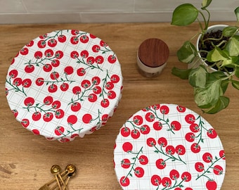 Reusable Bowl Cover Tomato Print, large or XL | 100% cotton | sourdough cover | kitchenaid bowl cover