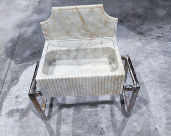 Handcarved Calacatta Gold Marble Bathroom Sink, Vessel Sink, Custom Size