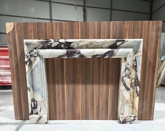 Hand Carved Calacatta Viola Marble Fireplace Mantel: Custom Order
