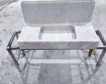 Handcarved Calacatta Gold Marble Bathroom Sink, Natural Stone Washbasin