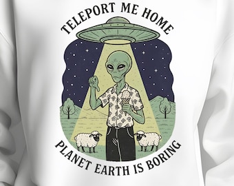 Lustiges Alien UFO PNG | Psychedelische Weltraum Grafik (Digitaler Download)