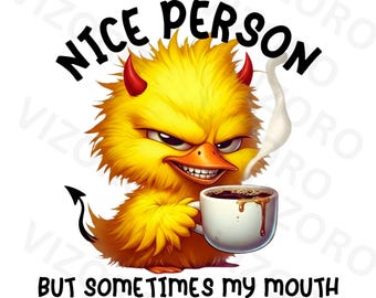 Funny Devil Duck PNG – Sarcastic Clipart, Shirt Design (Digital Download)
