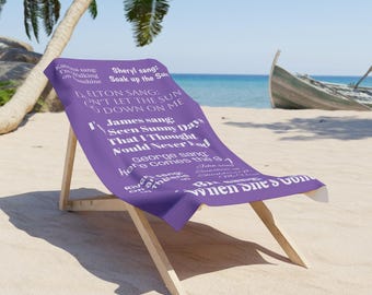 Sun Song Lyrics Beach Towel, Summertime Fun, Cozy Poolside Accessory, Perfect for Beach Lovers, Gift for Music Lovers