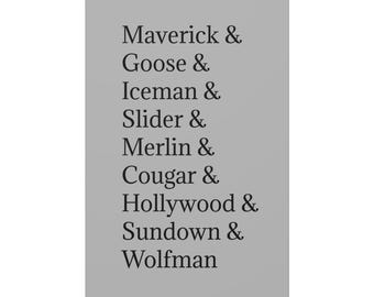 Top Gun Roll Call Maverick Goose Iceman Tom Cruise Canvas Art Wraps for Modern Decor, Wall Art, Home Decor, Living Room, Gift Idea
