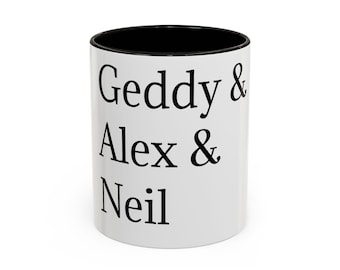 Personalized Rush Band Mug: Geddy Lee, Neil Peart, Alex Lifeson - Colorful Coffee Mug