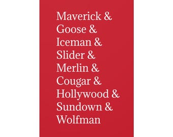 Top Gun Roll Call Maverick Goose Iceman Tom Cruise Canvas Art Wraps for Modern Decor, Wall Art, Home Decor, Living Room, Gift Idea