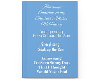 Sunny Song Lyrics Hardcover Journal, Inspirational Notebook, Gift for Music Lovers, Daily Journal, Songwriting Diary