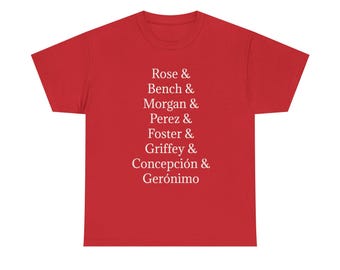 Cincinnati Reds Big Red Machine Roll Call T-Shirt Baseball Pete Rose Johnny Bench Joe Morgan Tony Perez Ken Griffey