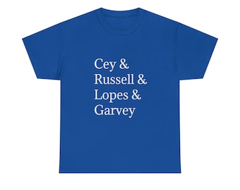 Los Angeles Dodgers Bill Russell Ron Cey Davy Lopes Steve Garvey T-Shirt Baseball Infield Roll Call
