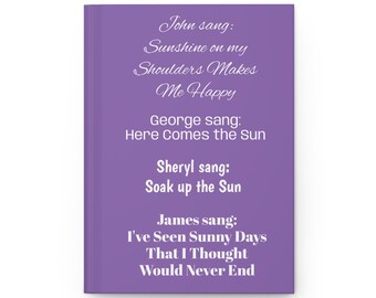 Sunny Song Lyrics Hardcover Journal, Inspirational Notebook, Gift for Music Lovers, Daily Journal, Songwriting Diary