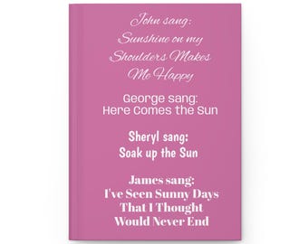 Sunny Song Lyrics Hardcover Journal, Inspirational Notebook, Gift for Music Lovers, Daily Journal, Songwriting Diary
