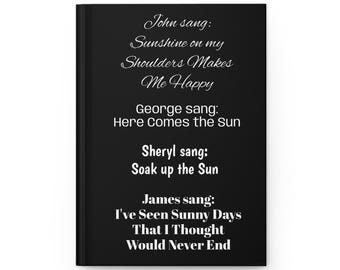 Sunny Song Lyrics Hardcover Journal, Inspirational Notebook, Gift for Music Lovers, Daily Journal, Songwriting Diary