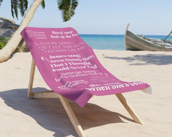 Sun Song Lyrics Beach Towel, Summertime Fun, Poolside Accessory, Perfect for Beach Lovers, Gift for Music Lovers Elton James Taylor