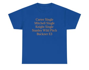 New York Mets 1986 World Series Baseball Scoreplay Names T-Shirt Mookie Wilson Bill Buckner Game 6 Blue
