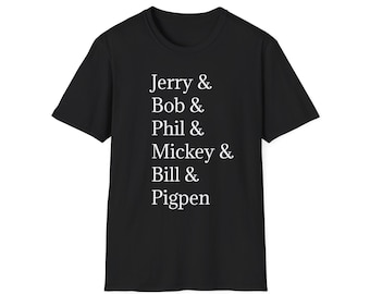 The Grateful Dead Classic Lineup Band Member Names Unisex Softstyle T-Shirt