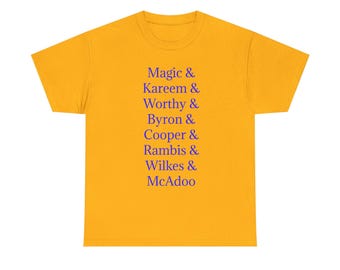 Los Angeles Lakers 1985 NBA Champions Roll Call Magic Johnson Kareem Abdul-Jabbar James Worthy T-Shirt