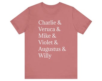 Willy Wonka Character Names T-Shirt, Unisex Jersey Tee