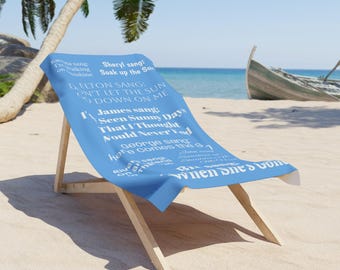 Sun Song Lyrics Beach Towel, Summertime Fun, Cozy Poolside Accessory, Perfect for Beach Lovers, Gift for Music Lovers James Taylor