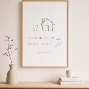 Christian Printable Wall Art – Joshua 24:15 Bible Verse | Minimalist Scripture Print | Digital Download | Christian Home Bible Decor