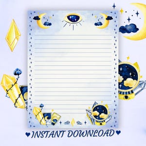 Celestial Stationery, Esoteric Writing Paper, Mystical Journal Page, Witchy Stationary (Digital Download)