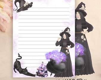 Heksenbriefpapier: aquarel Goth afdrukbaar briefpapier (digitale download)