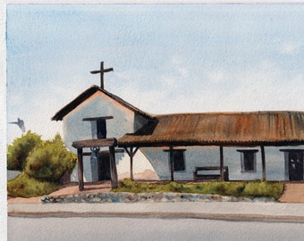 Watercolor painting - Sonoma Mission
