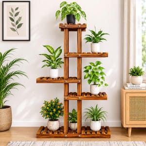 5 Tier Wooden Plant Stand Indoor Flower Rack Multi Pot Display Shelf