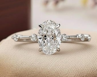Oval Diamond Engagement Ring, IGI Certified Lab Grown Diamond, Promise Ring for Her
