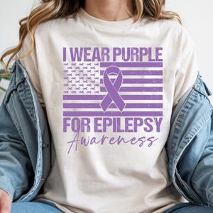 USA-flaggan Epilepsimedvetenhet PNG, jag bär lila för epilepsi, trendig klotter Boho-flagga, lila band, stödgrupp Epilepsi PNG