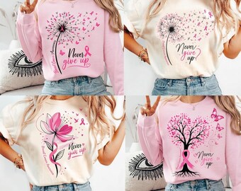 Dandelion Breast Cancer Awareness PNG, Pink Ribbon Design, Never Give Up Dandelion, Breast Cancer Month Png, Cancer Support Digital Download