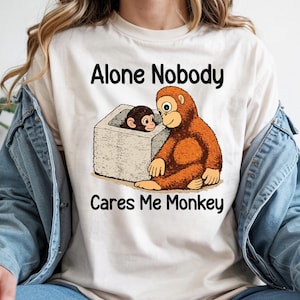 Estoy solo, a nadie le importo, mono, divertido y triste, meme de mono, divertido humor deprimido, regalo PNG
