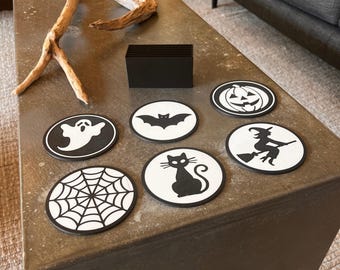 Halloween Themed Coaster Set with Holder