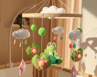 Handmade Felt Frog Mobile | Pond Theme Nursery Decor