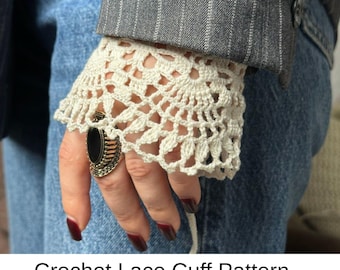 Patrón de puños de encaje de crochet: puños desmontables estilo victoriano (VIDEO TUTORIAL)