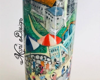 Hand painted art tumbler / Haiti art / Citadel drawing /Haitian art tumbler